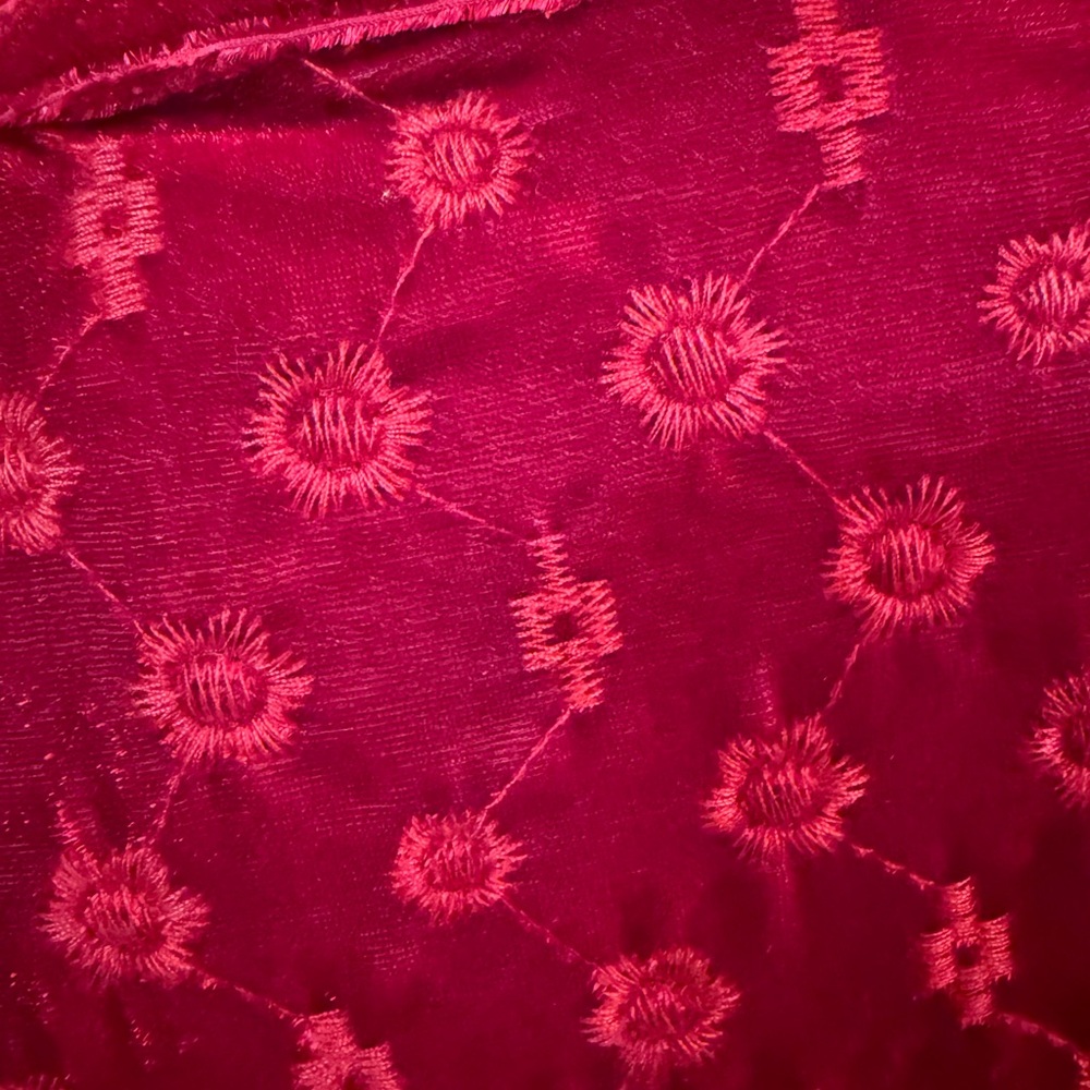 John Mark Red Velvet & Embroidered Pattern Button-Front Tunic - Picture 11 of 15